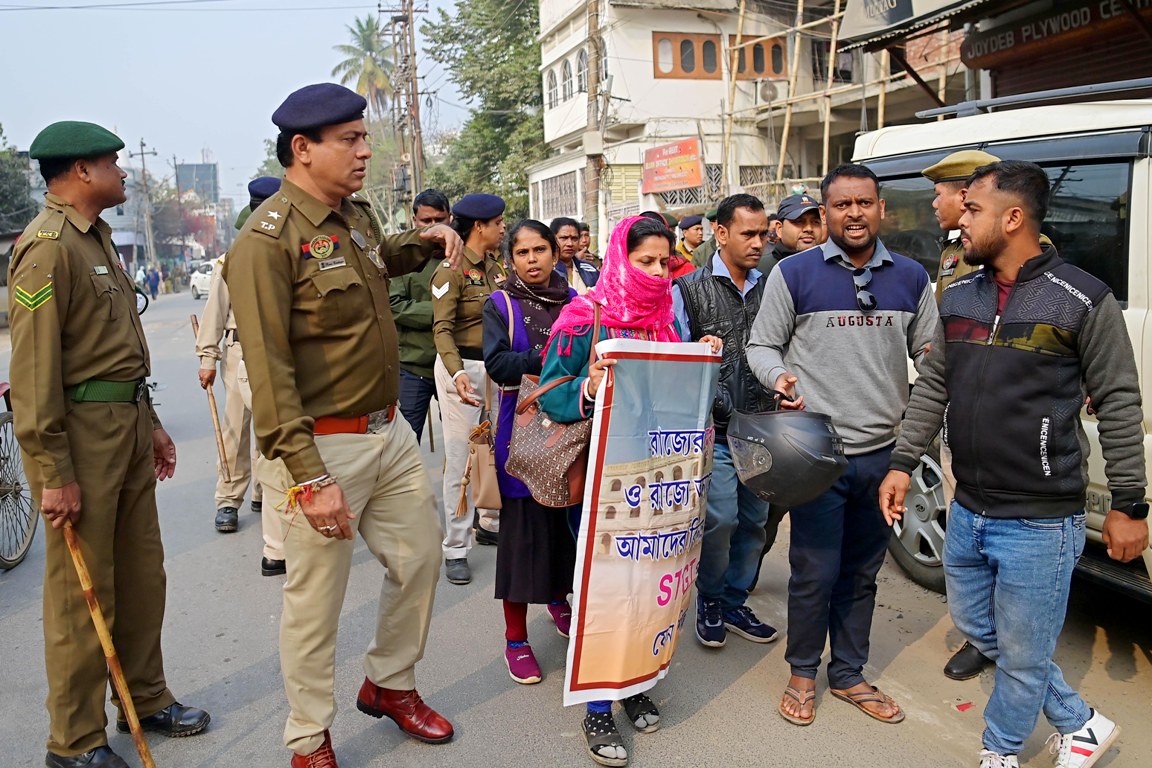 STGT exam candidates stage protest