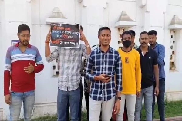 Job seekers protests for the delay in announcing results for Tripura Fire Service