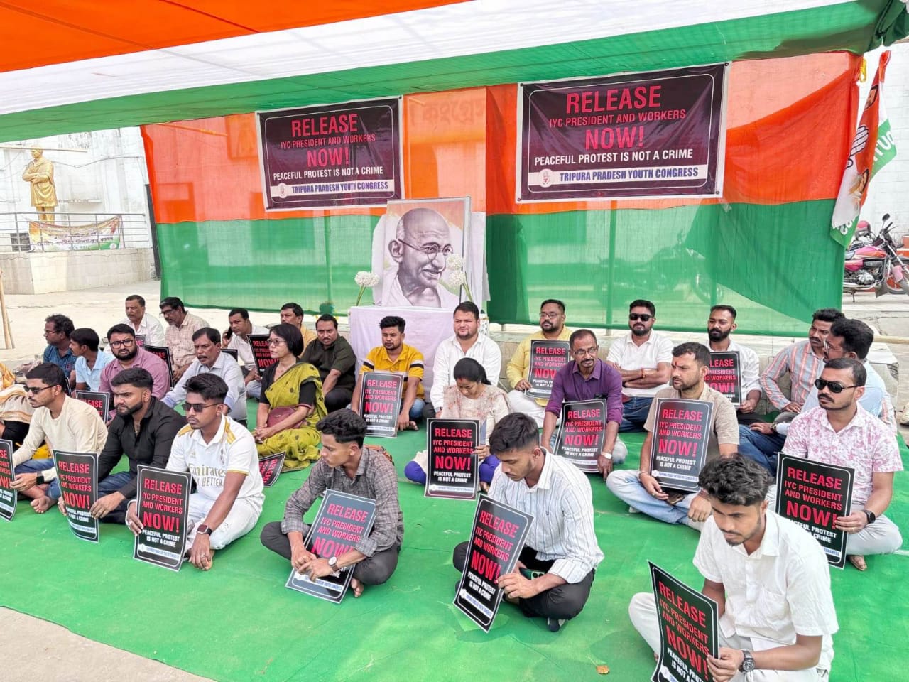 Tripura Youth Cong Holds Sit-In in Agartala