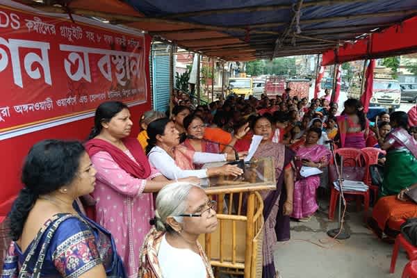 Anganwadi workers protest in Agartala over pay, jobs