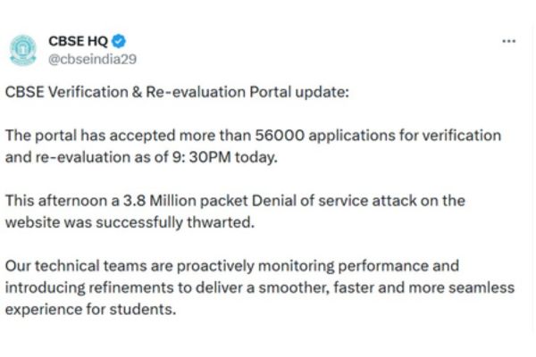 CBSE Receives Over 56,000 Re-evaluation Requests, Foils Major Cyber Attack