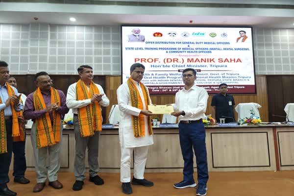 Tripura Govt Pushes Healthcare Expansion, CM Manik Saha Distributes Appointment Offers to 42 GDMOs