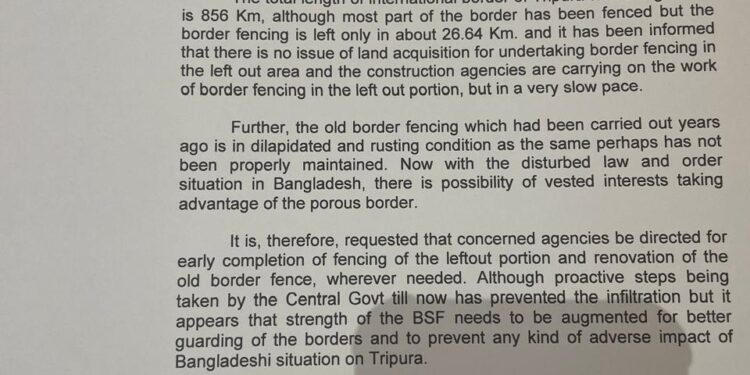 Biplab Kumar Deb Writes to Amit Shah on Border Fencing Issues in Tripura