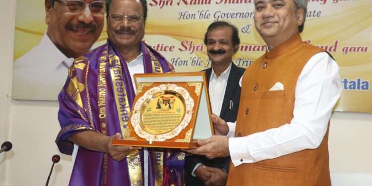 Telugu Association Tripura Felicitating Hon. Governor and Justice T. Amarnath Goud.