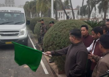 Recreational paddle boats have been launched in the lake of Ujjayanta Palace