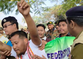 TSF stages protest, demands to raise Roman script for Kokborok language