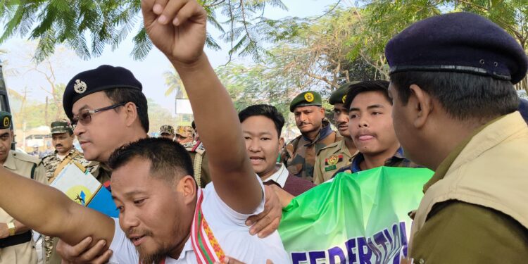 TSF stages protest, demands to raise Roman script for Kokborok language