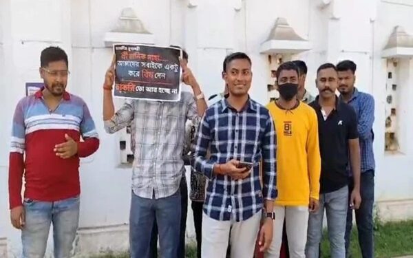 Job seekers protests for the delay in announcing results for Tripura Fire Service