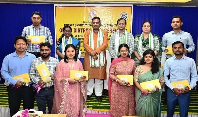 Finance Minister Pranajit Singha Roy  distributes job offer letters
