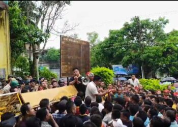 YTF Protests in Gomati, Demands DM’s Transfer by 5 PM Today