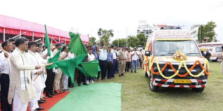Tripura CM Inaugurates 16 BLS Ambulances and Vehicle Tracking System to Boost Road Safety