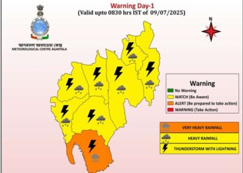 IMD Issues Heavy Rain Alert in Tripura; Flood Risk in Several Districts