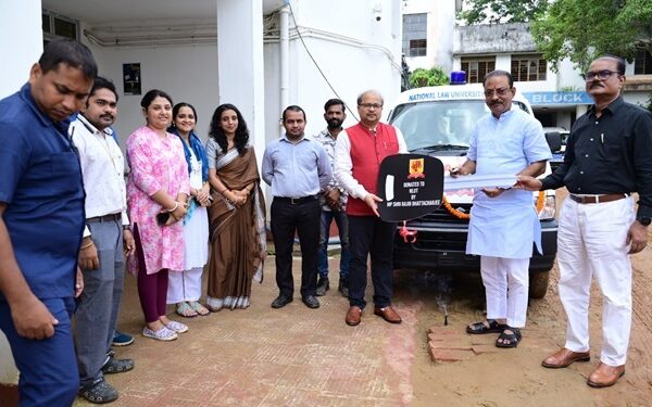 Rajya Sabha MP Rajib Bhattacharjee Donates Ambulance to NLU Tripura