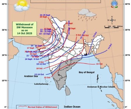 Southwest Monsoon Withdraws from Northeast, Winter Begins
