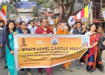 Buddhist groups hold candle march in Agartala