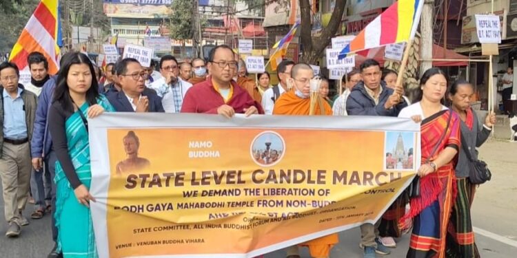 Buddhist groups hold candle march in Agartala