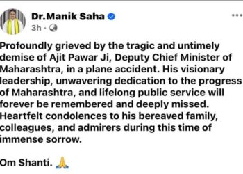 CM Manik Saha Mourns Victims of Maharashtra Plane Crash
