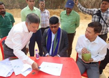 Bikash Debbarma Reviews Progress of Modern Synthetic Football Ground at Lembucherra