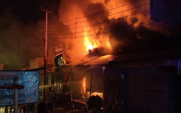 Late-Night Fire Guts Several Shops at Teliamura Fruit Market