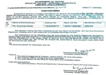 Ambassa SDM Grants SDRF Aid to Electrocuted Minor