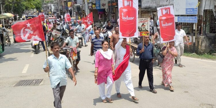 CPI(M), DYFI Hold Protest Rally in Agartala Against Fuel and LPG Price Hike