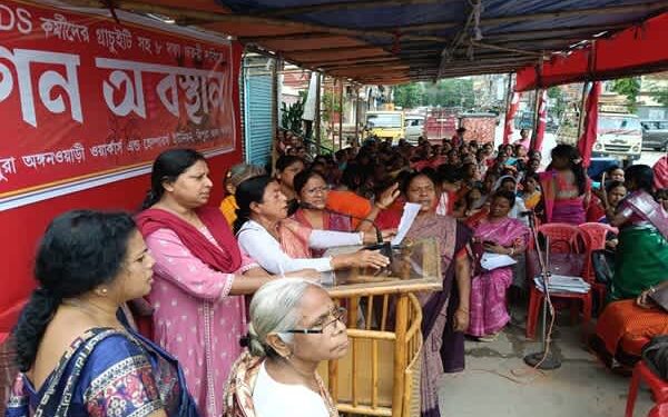 Anganwadi workers protest in Agartala over pay, jobs