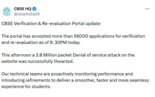 CBSE Receives Over 56,000 Re-evaluation Requests, Foils Major Cyber Attack