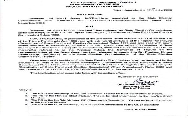 Dr. Chakravarty appointed Tripura Election Commissioner