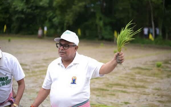 Ratan Lal Nath joins paddy plantation, backs farmers